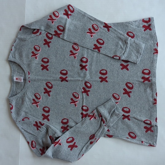 Two Piece Pajama Pant Set XO Hugs & Kisses MEDIUM Gray Red - Picture 4 of 16